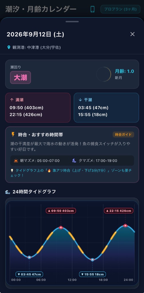 24時間タイドグラフ詳細実機画面